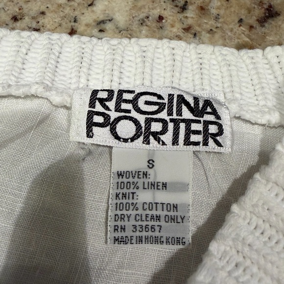 Vintage 1980s Regina Porter Cream Cable Knit Sweater Tee - Picture 5 of 5
